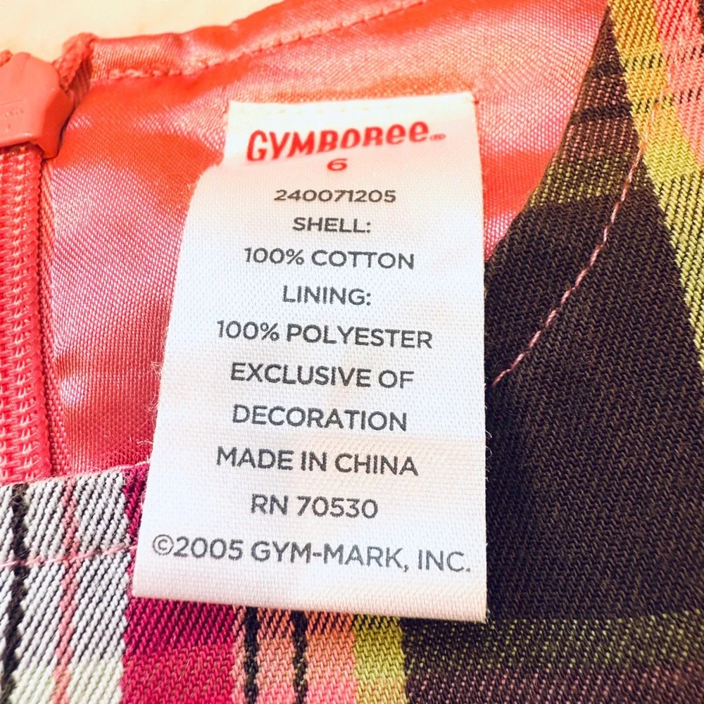 Gymboree Plaid Dress Girls Sleeveless Party Casual‎ Cotton Blend Size 6